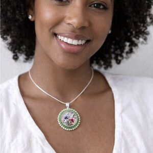 Hand Crafted Floral Beaded Pendant Necklace Sterling Silver